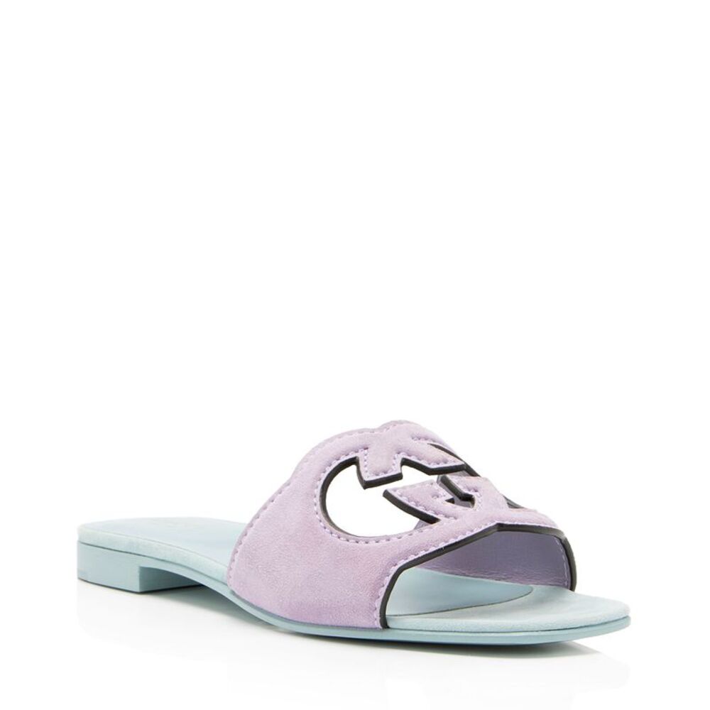 Gucci Suede Interlocking G Cutout Slides - Size 7 / 37